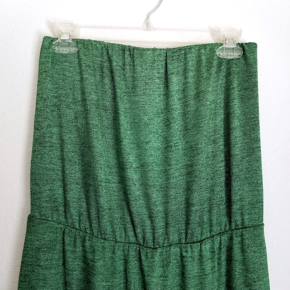 Drew Metallic Emerald Strapless Asymmetrical Dress Sz M Elastic Bodice Low Price - Picture 4 of 11
